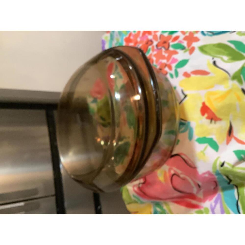 Vintage Amber Glass Casserole Dish with Lid